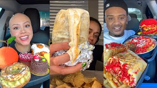 INSANE MUKBANG EATING TIKTOK COMPILATION WITH LOTS OF FOOD  CREAMY BURRITO CHEETO BURGERS amp MORE [upl. by Zebada]