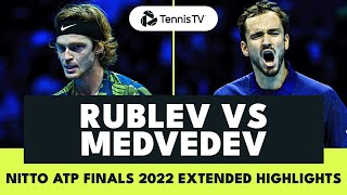 Daniil Medvedev vs Andrey Rublev THRILLING Encounter  Nitto ATP Finals 2022 Extended Highlights [upl. by Eilyr]