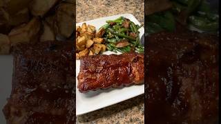 Oven baked ribs bbqribs ovenbaked easyrecipe homecooking fallvibes dinnerideas dinner [upl. by Yentruok]