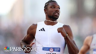 Noah Lyles POWERS to mens 100m heat win at Olympic Trials as top qualifier into semis  NBC Sports [upl. by Towroy]