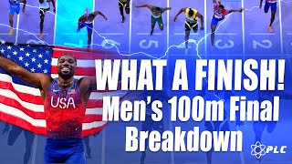 Men’s 100m Olympic Final Breakdown  WHAT A FINISH Noah Lyles Edges Field To Win Gold olympics [upl. by Lectra208]