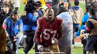 DRE GREENLAW 49ERS LEAVE FIELD AFTER BEATING PACKERS HYPED AFTER PUNCHING TICKET TO NFC TITLE GAME [upl. by Akimik]