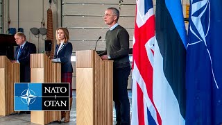 NATO Secretary General with the Prime Ministers of 🇪🇪 Estonia and the 🇬🇧 United Kingdom 01 MAR 2022 [upl. by Ahseihs]