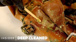 How A Moldy Leather Bag Is Deep Cleaned  Deep Cleaned [upl. by Atirres]