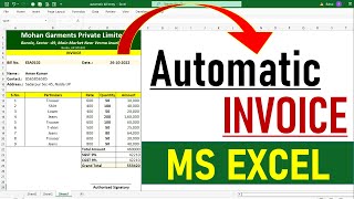 Fully 🔥 Automatic Invoice in Excel  Create Invoice Bill in Excel  MS Excel [upl. by Ecirtel]