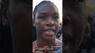 Claressa Shields REACTS to INTENSE Canelo vs Jermell Charlo WEIGH IN [upl. by Annanhoj]