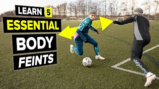 Learn 5 ultra effective body feints  the simplest moves in football [upl. by Donoho782]