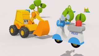 Cartoni animati per bambini L’escavatore Max la moto della polizia [upl. by Artemahs]