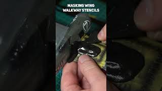 Masking wing stencils on scale models scalemodel scalemodels painting tutorial [upl. by Mervin]