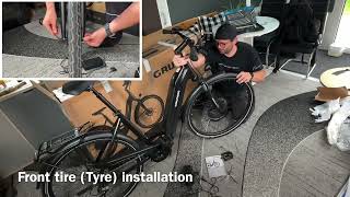 How to assamble a pedelec  Grundig GCB1 electric city bike assembly instruction [upl. by Alsi]