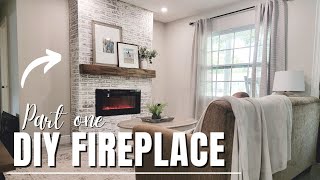 DIY fireplace  Building an Electric fireplace  Faux brick fireplace  Home projects on a budget [upl. by Aniwde951]