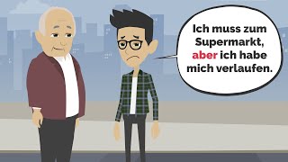 Deutsch lernen  Konjunktionen aber weil dass [upl. by Nikolia]