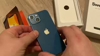 Apple iPhone 13 Mini blue Swappie unboxing [upl. by Grevera]