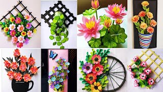 8 best paper flower wallhanging craft ideas wall decoration ideadiy craftpaper craftwallmate [upl. by Nnep]