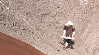 Barge unloads 2380 tons of river sand the first sand shipment of August  Vlog of work on barge [upl. by Quiteri570]