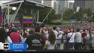 Thousands protest Venezuelas election results in Downtown Miami [upl. by Nimref645]