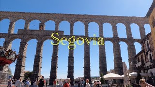 🇪🇸Walking tour in Segovia Spain old Roman Aqueduct amazing Disneys style ancient Castle [upl. by Sidonius]