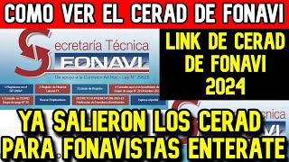 FONAVI LO ULTIMO YA SALIO LOS CERAD DE FONAVISTAS LINK OFICIAL COMO VER EL CERAD DE FONAVI 2024 [upl. by Atiuqehc]