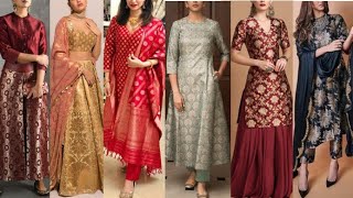 Trendy outfits that you can make in Brocade Latest brocade fabric outfits ideas [upl. by Lu]