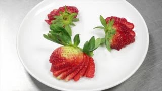 How to Make a Fan out of a Strawberry for Cake Decorating  Cooking With Strawberries [upl. by Irene]