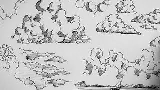 Pen and Ink Drawing Tutorials  How to draw clouds [upl. by Ehcsrop]