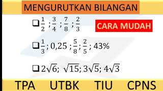 cara mudah mengurutkan bilangan pecahan TIU CPNS 2021PPPK TPS UTBK SOSHUM SAINTEK [upl. by Uzial]