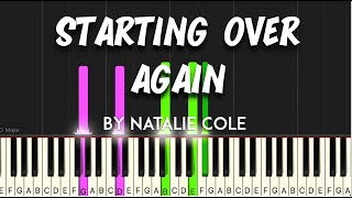 Starting Over Again by Natalie Cole synthesia piano tutorial  sheet music amp lyrics [upl. by Boyes]