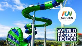 Worlds Biggest ProSlide Wave Waterslide Construction  NEW Gravity Wave at Funfields [upl. by Hulbard]