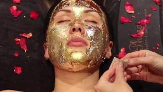 ASMR gold leaf facial with crinkles vibrations and scalp massage [upl. by Tinor]