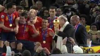 Spain Wins World Cup 2010 Trophy Hand Over [upl. by Lundell739]