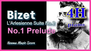 G Bizet LArlesienne Suite No2  1 Prelude  Piano 4 Hands [upl. by Bonar]