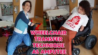 Amputee lady  adaptive wheelchair transfer from floor technique [upl. by Sieracki]