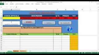 Tutorial Gestione Magazzino Excel [upl. by Chappell]