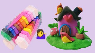 ✨ Super soft air dry clay house  Clay art 🎨 Make a clay house 🏡 diy [upl. by Wing]