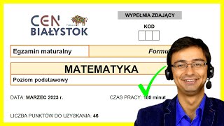 Matura z Matematyki CEN Białystok Podstawa F23 202203 próbna cały arkusz [upl. by Noemad261]