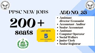 Ppsc Add 33 200 jobs in ppsc16 Assistant Director jobs 44 social welfare jobs Junior clerk jobs [upl. by Idnam]