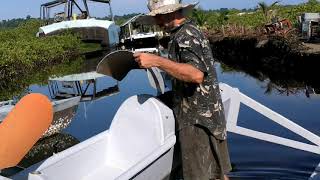 Ultralight Solar Speedboat 025 Roofs and Motors Started [upl. by Neelsaj441]