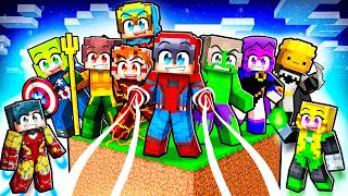 10 FRIENDS on One SUPERHERO BLOCK in Minecraft [upl. by Nicolis808]