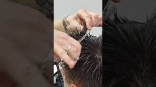 Top with blending shears  стрижка крупными филирами ✔️ menshair barbertutorial мужскаястрижка [upl. by Nemzaj]