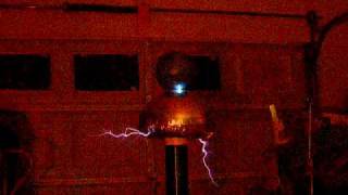 my tesla coil hemisphere sphere movie 01  see a perfect serpent streamer [upl. by Tongue]