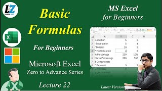 22 Basic Formulas for Beginners  MS Excel Free Course excel learning teacher exceltips zero [upl. by Nasar]