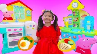 Wendy Pretend Play Cooking Food w Peppa Pig Restaurant Kitchen Oven amp Refrigerator Toys [upl. by Helprin]