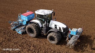 4Kᵁᴴᴰ Massey Ferguson MF 8S305 tractor amp Lemken Solitair 9 pneumatic drilling wheat in Suffolk [upl. by Raynold114]