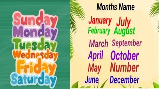 Week name and Months nameSunday MondayJanuary FebruaryNursery RhymesDino ka nammasti me seekho [upl. by Laband]