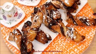 LAZOS DE HOJALDRE CON NUTELLA NOCILLA [upl. by Woo]