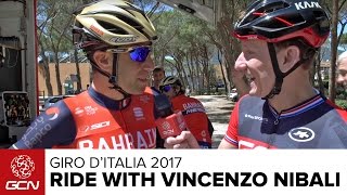 Pre Giro dItalia Ride With Vincenzo Nibali amp BahrainMerida [upl. by Alecram606]