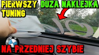 Jak NAKLEIĆ duży NAPIS na przedniej SZYBIE 👌 NAJTAŃSZA naklejka z ALLEGRO ➤Tuning BMW e34👍 MikO [upl. by Ardnuhs]