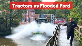 ⁴ᴷ Rufford Ford  Tractors vs Flooded Ford  Tractor Compilation  15 [upl. by Sirraf]