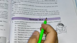 Ex101 Chapter 10 Algebraic Expressions  Class 7th Maths New Edition Book [upl. by Mathia147]