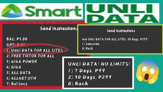 SMART UNLI DATA NO LIMITS  30 DAYS amp 7 DAYS 2022 PAANO MAG REGISTER NG UNLI DATA SA SMART [upl. by Adnala902]